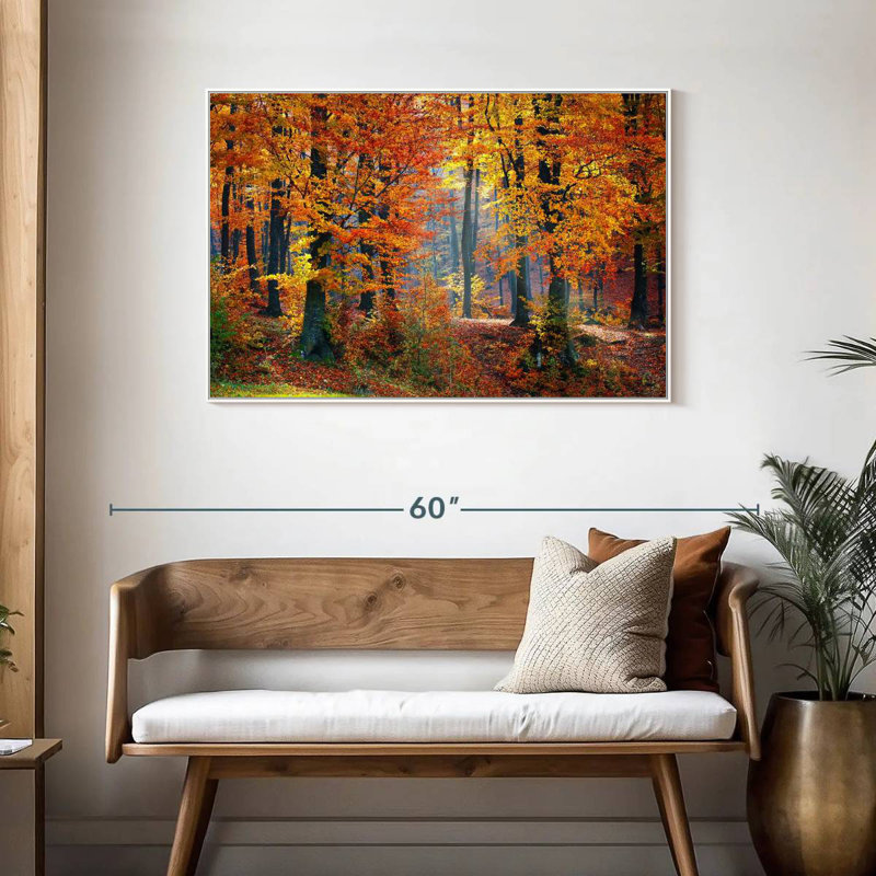 Arbres d'automne, Cadre flottant blanc, 43 po x 29 po