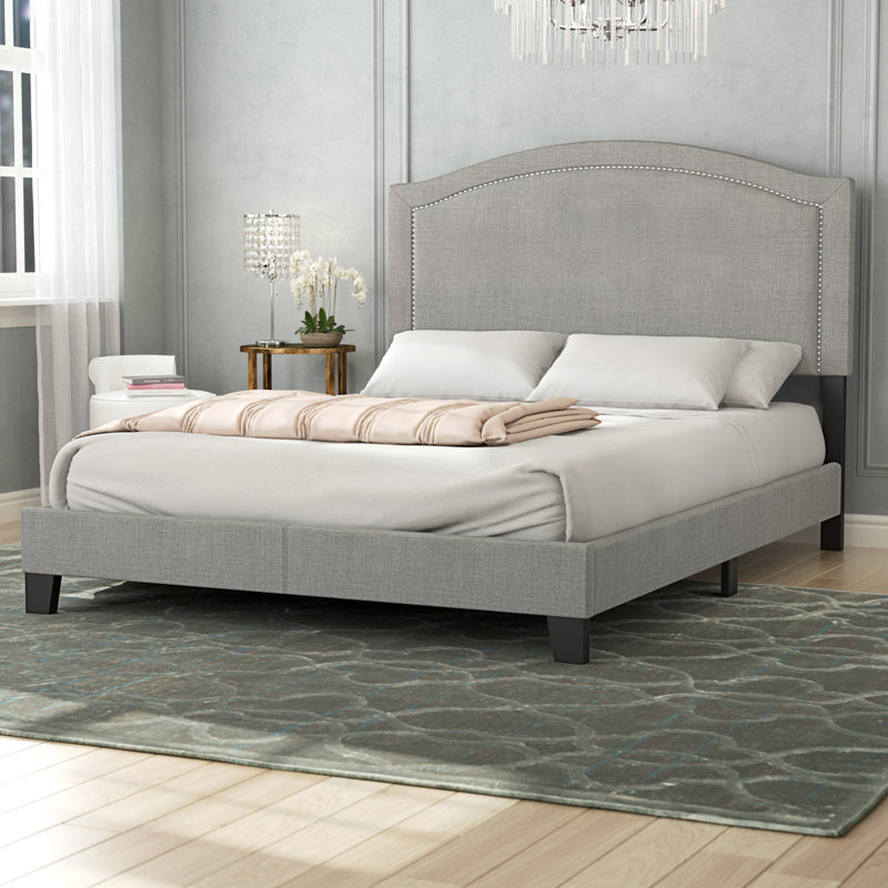 Platform Bed, Gray, Queen