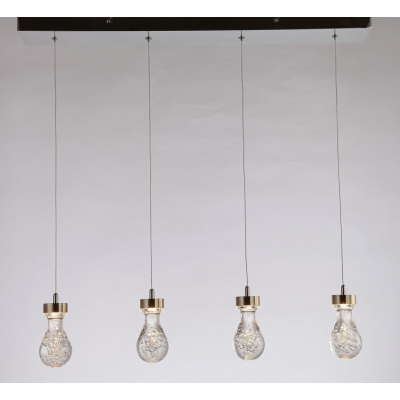 Luminaire suspendu 4 lumières à DEL Atoka, Laiton brossé