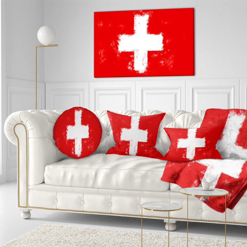 Coussin décoratif imprimé drapeau de la Suisse - cartes et drapeaux