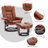 32" Contemporary Leather Recliner and Ottoman with Swiveling Mahogany Wood Base-71074099