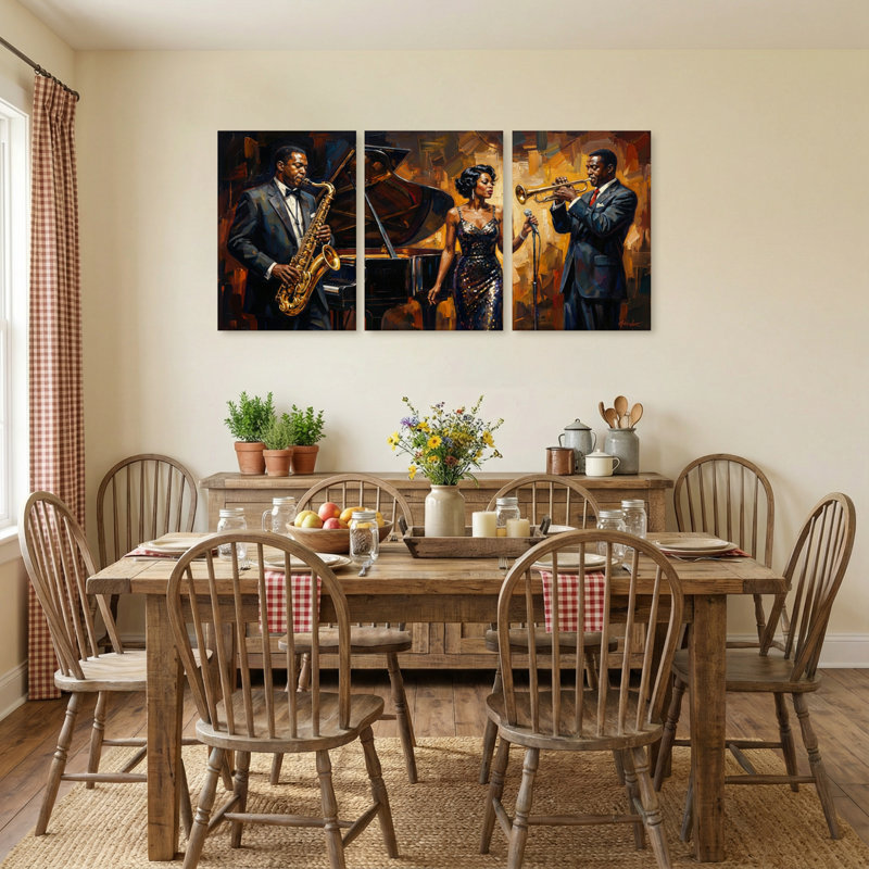 Abstrait, ensemble de 3 reproductions d'art sur toile, 24” H x 48” W
