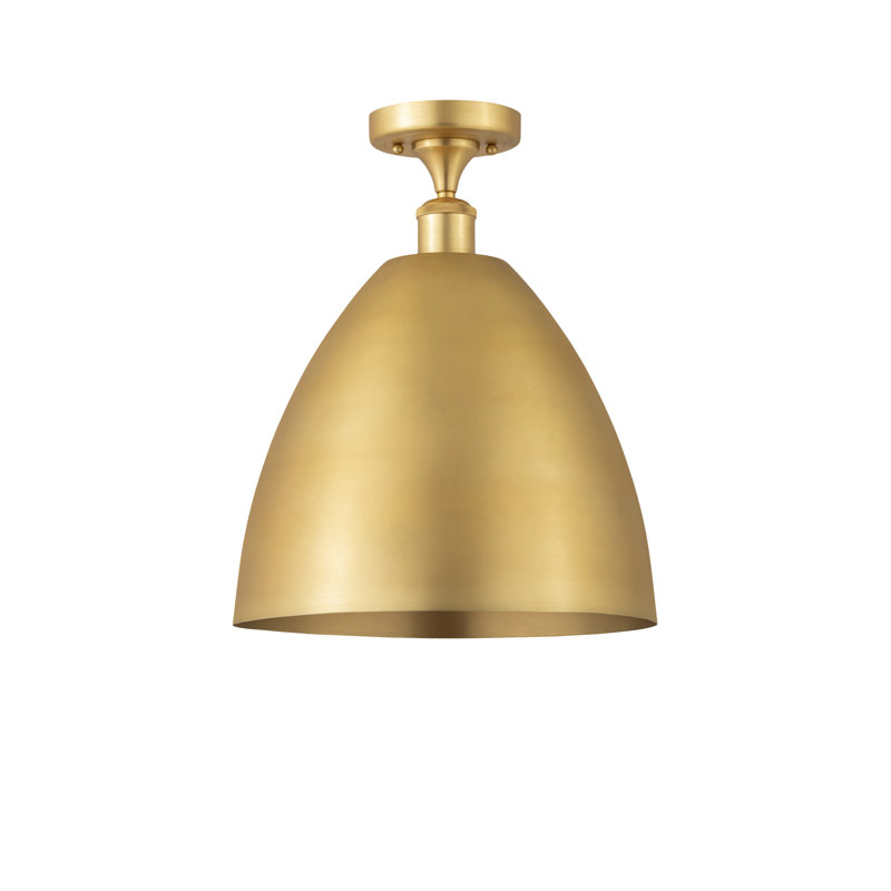 Plafonnier semi-encastré 1 lumière, Or satiné, H 14,75 po x l 12 po x P 12 po, Ampoule non incluse