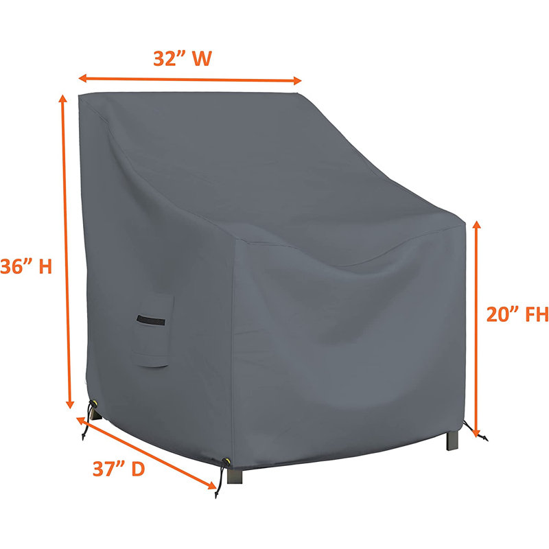 Argyri Heavy Duty Waterproof Outdoor Chair Cover, All Weather Protection Brandtley Patio Deep Seat Lawn Chair Cover, Gray