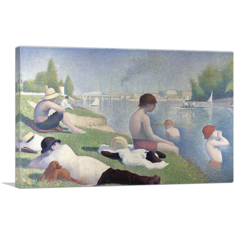 «Bathers at Asnieres 1884» par Georges Seurat, reproduction d'art sur toile tendue, H 12 po x l 18 po x P 0,75 po