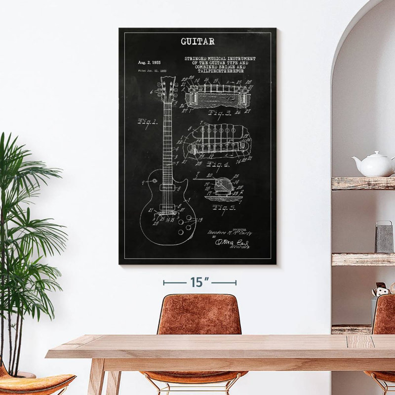 «Guitare BW», reproduction sur toile, H 48 po x l 32 po x P 1,25 po