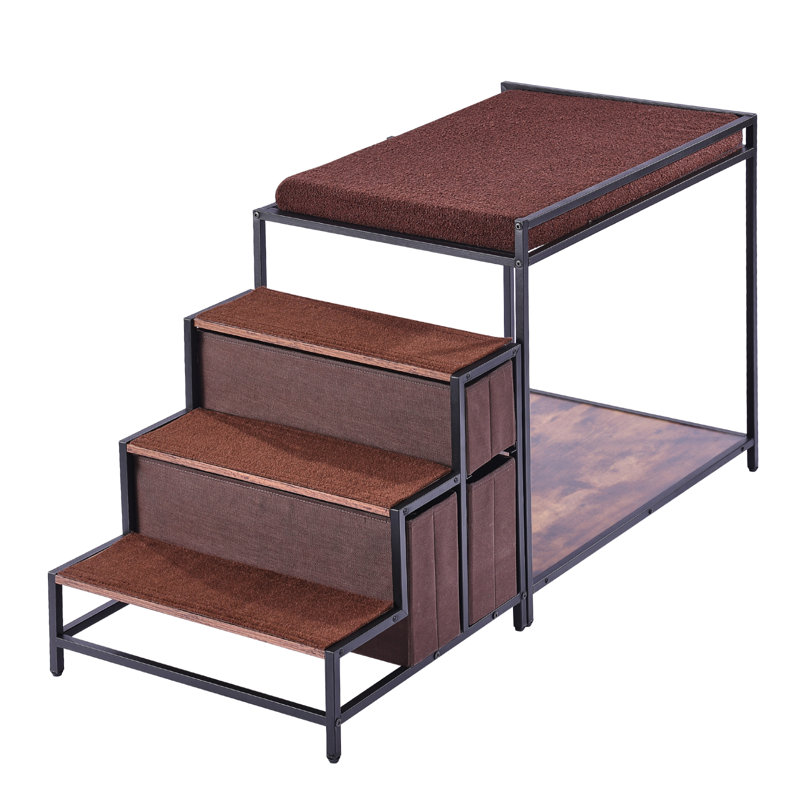 Hailah Pet Bunk Bed Dog/Cat Window Perch with Stairs Storage Medium Size
