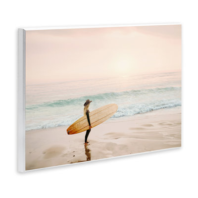 Surfer Cowgirl on Beach Wall Plaque Art by Sisi and Seb