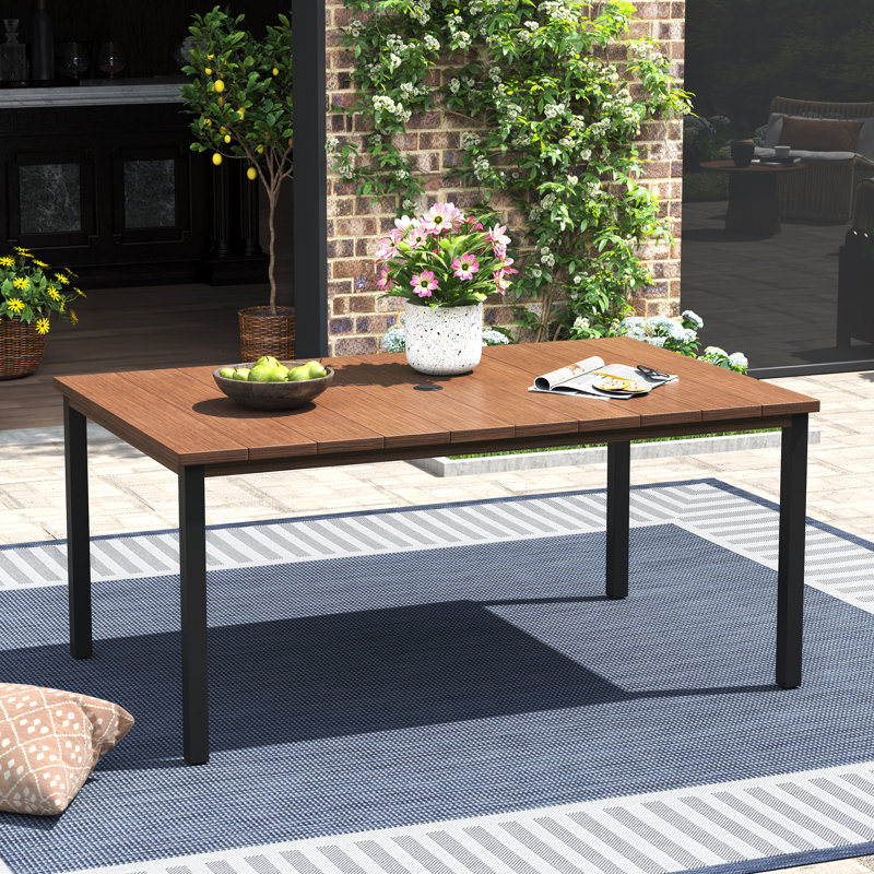 Patio Dining Table, Brush Wood Brown