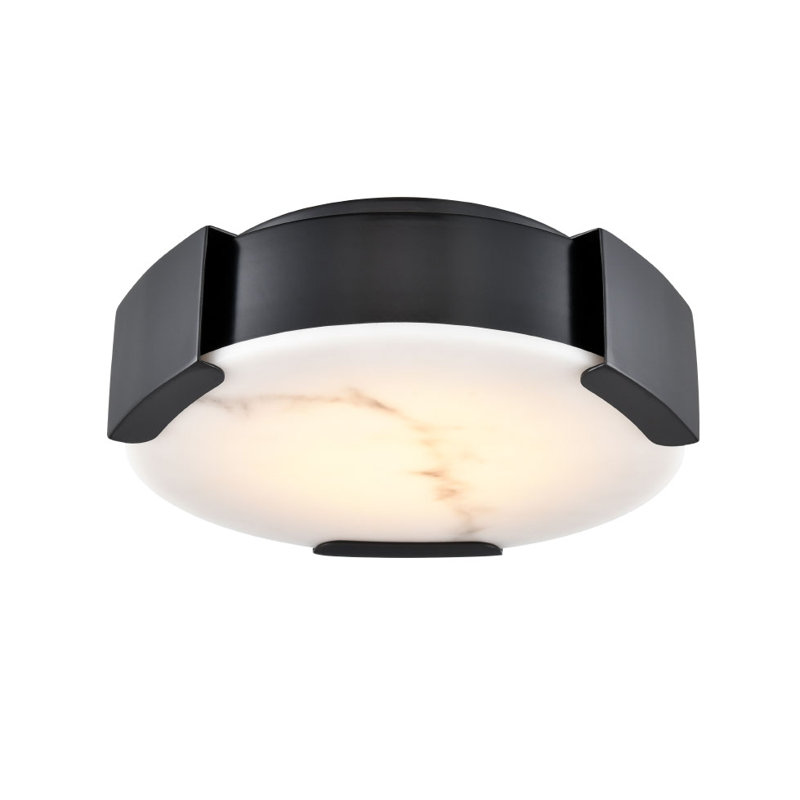 Plafonnier Petra à DEL, H 2,5 po x l 8 po x P 8 po, Ébène, Faux albâtre gris