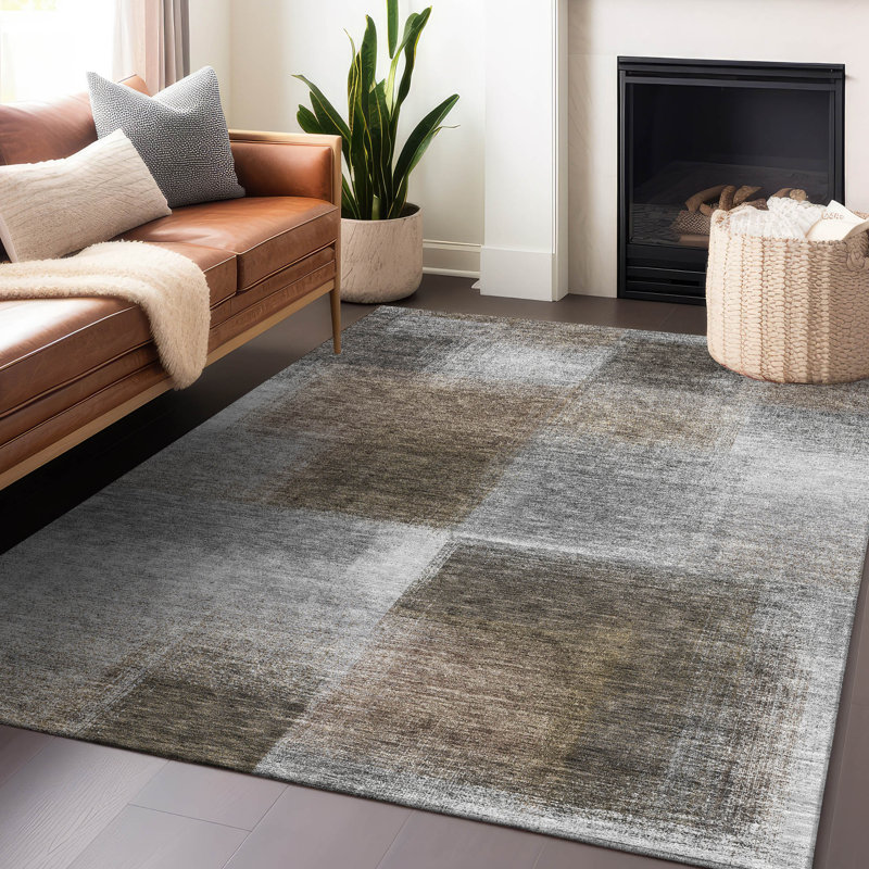 Premium Machine Washable Tweedy Silver Rug, Rectangle 10' x 14'