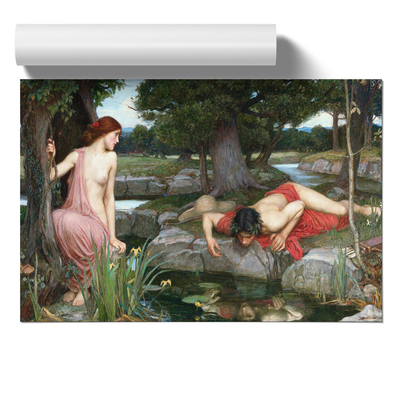 Echo and Narcissus by John William Waterhouse - Frameless Print, 42cm H x 59cm W x 0.1cm D