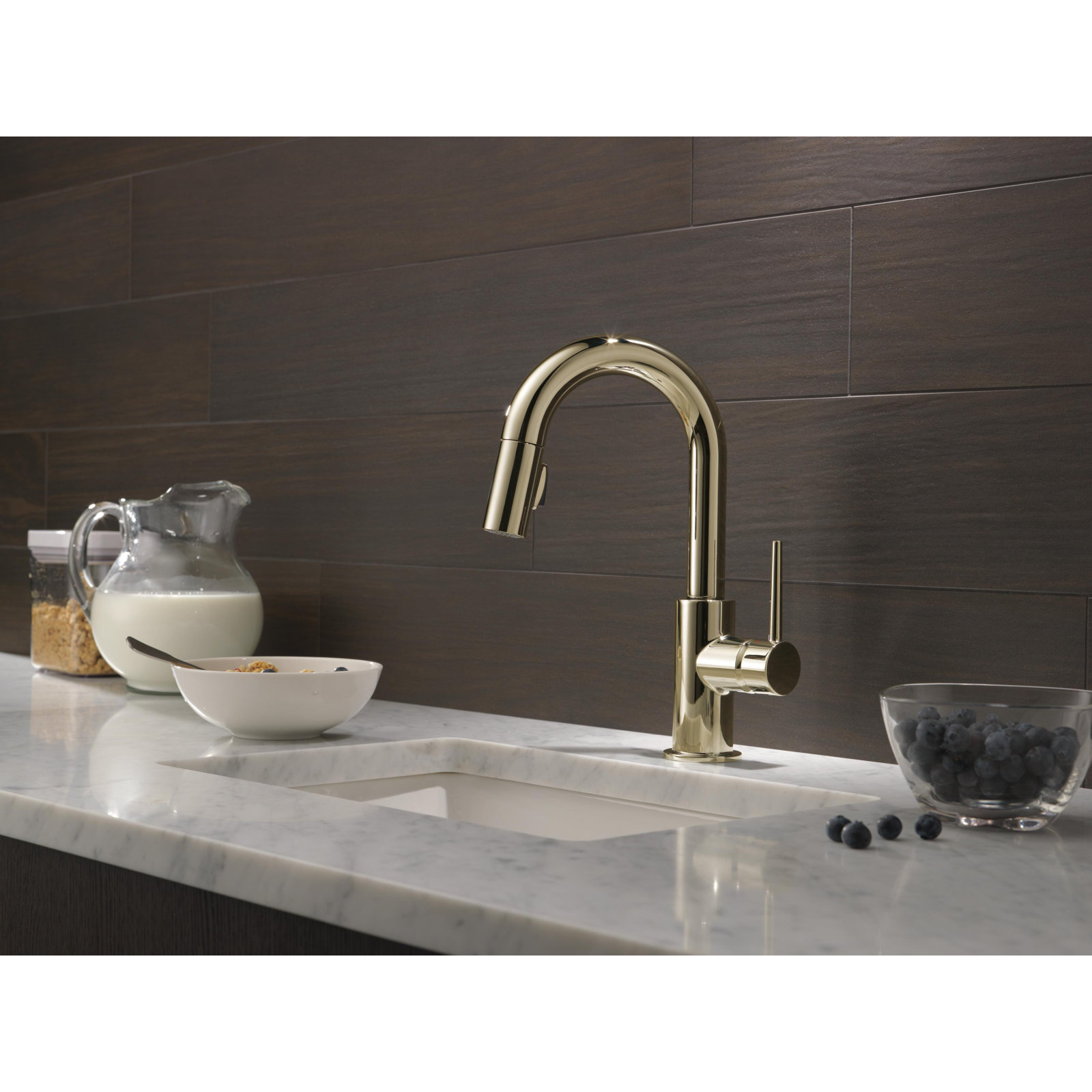 Trinsic Pull Down Sprayer Bar Faucet, Single Handle Prep Sink Faucet, Polished Nickel Stainless
