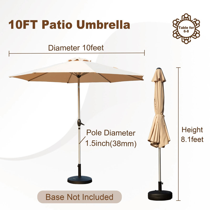 Parasol de table d'extérieur 10 pi - Élégant patio beige avec protection et tissu imperméable