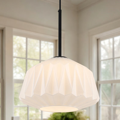 Luminaire suspendu moderne 1 lumière à intensité variable 11,81 "avec abat-jour géométrique en verre pour îlot de cuisine, salle à manger, chambre à coucher, couloir