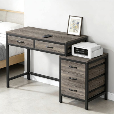 Bureau, table d'écriture, bureau d'ordinateur avec armoire à tiroirs