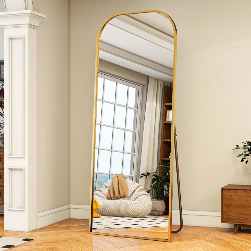 Marialys Aluminium Rectangle Floor Mirror, Gold