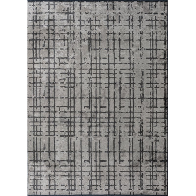 Rapture Beige Gray Checkered Luxury Area Rug