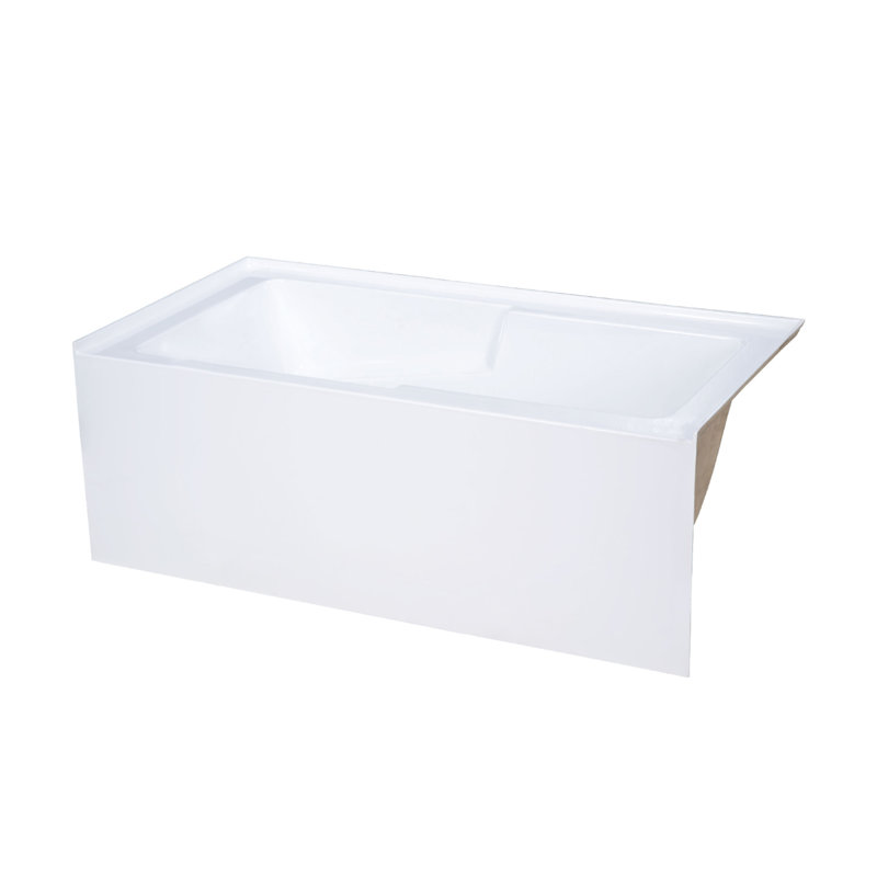 Baignoire avec tablier de trempage à jupe 60 x 30 Voltaire blanc brillant avec trop-plein intégré et accoudoir, bonde incluse