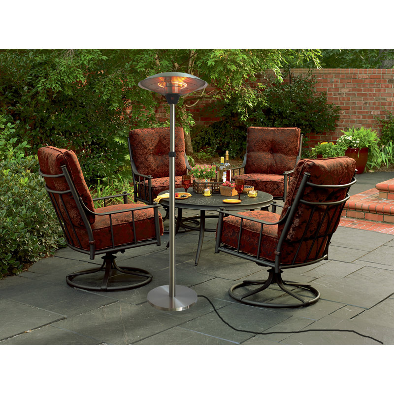 Silver Aluminum Electric Standing Patio Heater with Emergency Shut Off
