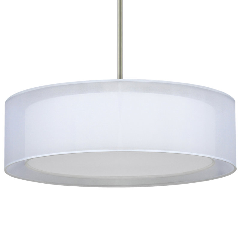 Plafonnier à abat-jour tambour Vincenza, Acier Inoxydable, 4, Blanc