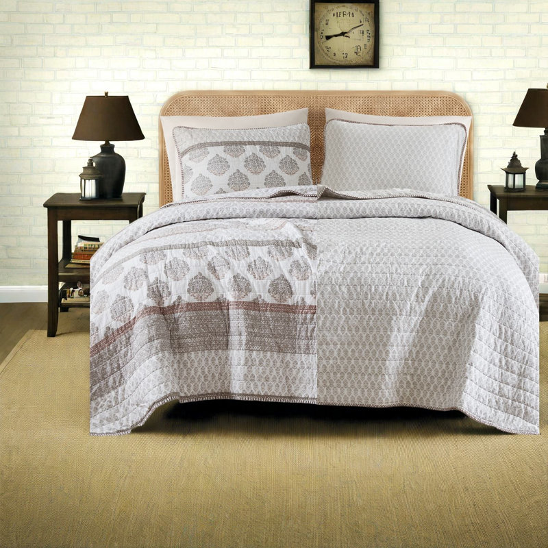 Ensemble de literie en coton, couette réversible de style médaillon, pour lit King ou Cal King