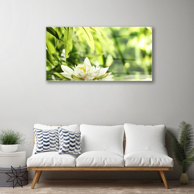 Floral Flower Leaves - No Frame Print on Glass