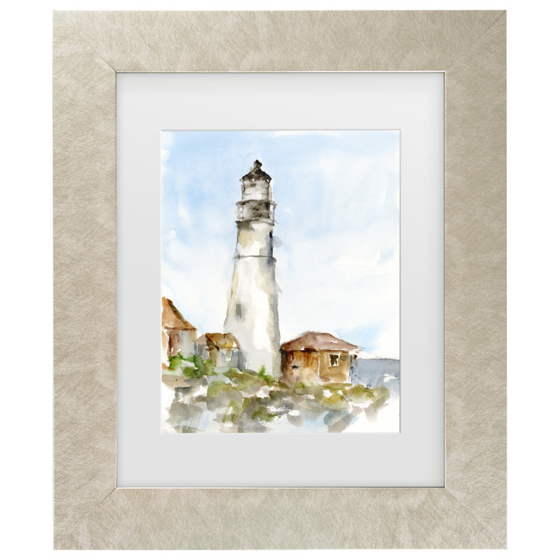 Art sur toile, "Phare plein air étude I" par Ethan Harper, peinture sur toile, H 23,5 po x l 19,5 po x P 0,625 po, Champagne