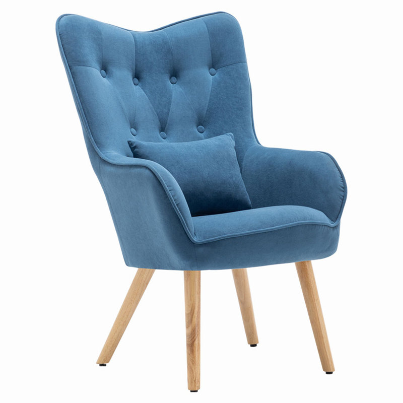 Norge Velvet Armchair with Footstool