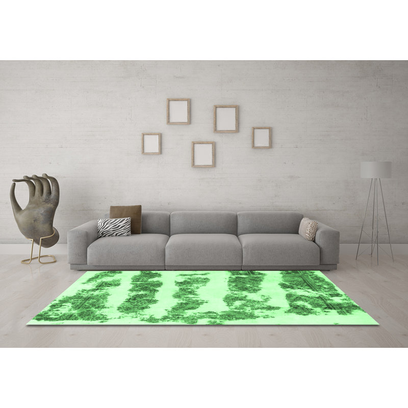 Washable Abstract Indoor Rug, Square 3'