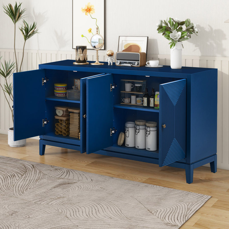 Stockbridge 60" Mid-Century 4-Door Sideboard, Navy