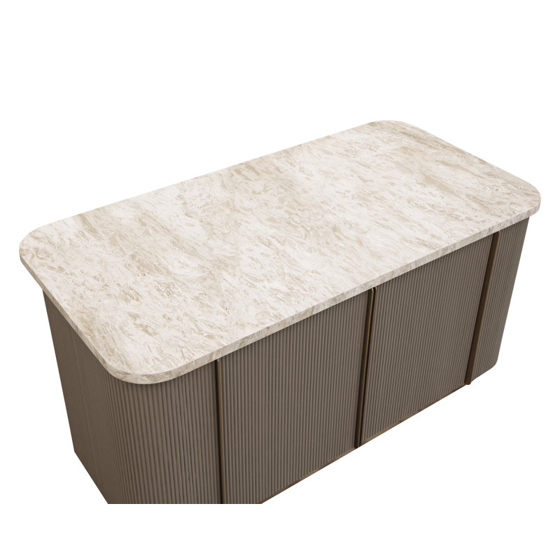 Cataldi 71 " W Kitchen Island with Marble Top