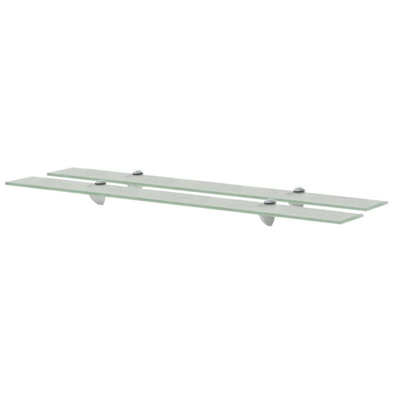 2 Piece Glass Floating Shelf, 0.8cm H x 90cm W x 10cm D, Frosted