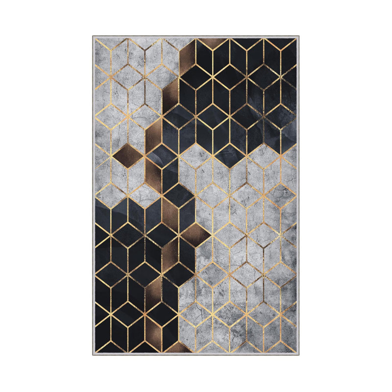 Tapis luxueux, 100% polyester, 23,6 po x 39,4 po | 650 po / m², hauteur de poils de 0,3 po | Antibactérien, envers antidérapant en PVC, lavable à la machine | Impression numérique 3D, parfaite pour le décor du salon et de la chambre à coucher