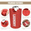90L Large Laundry Basket, Collapsible Laundry Bag, Freestanding Tall Clothes Hamper, Foldable Washing Bin (Red)-278296667