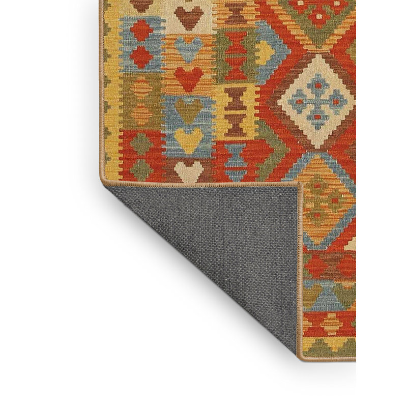 Tapis orange/jaune/vert contemporain Dunanney, Rectangle 8 pi x 10 pi