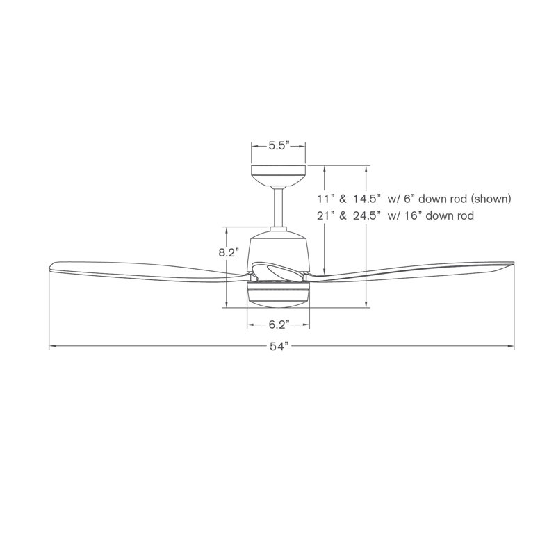 Arbor LED Downrod Ceiling Fan, Wall Control, Dark Bronze, Mahogany