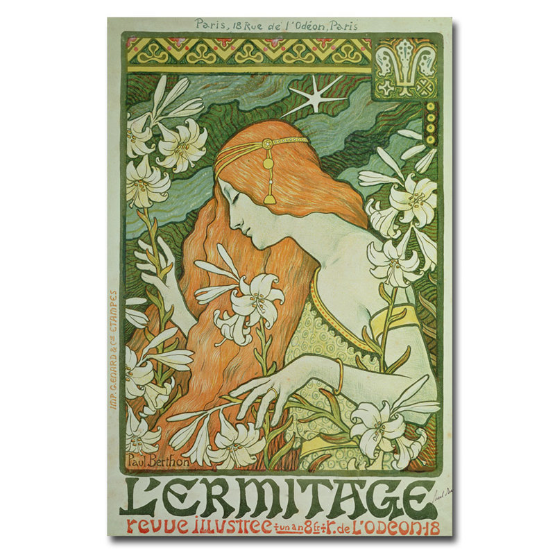« l’emitage, 1872 » par paul brethon, affiche rétro sur toile tendue, H 24 po x l 16 po x P 2 po