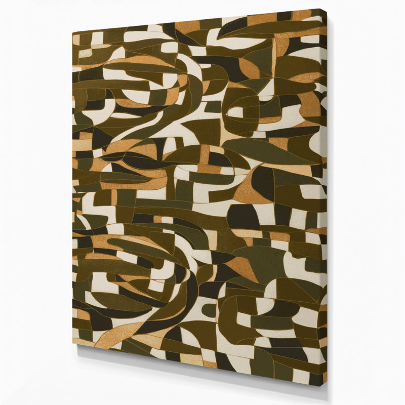«Abstract Shapes» 94, art mural sur toile brune, H 18 po x l 12 po