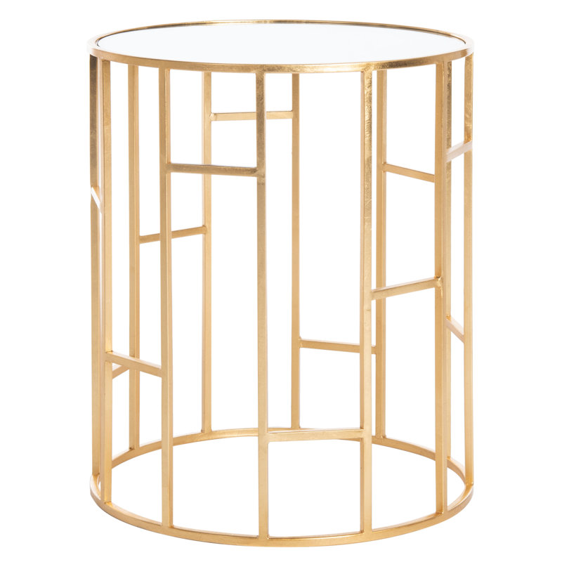 Oxendine Mirrored Glass Top End Table, Gold
