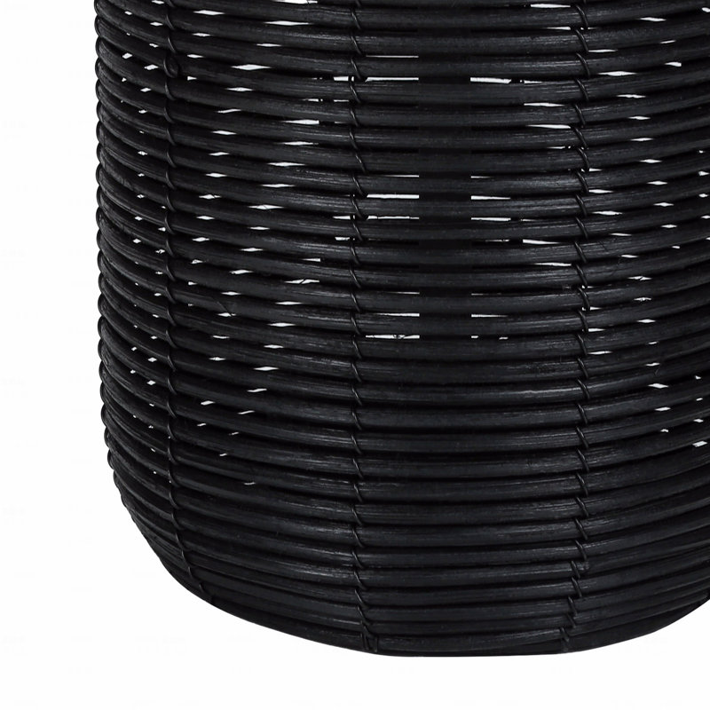 Lampe de table en rotin noir et ivoire / crème Luisa, H 22,23 po x l 13,88 po x P 13,89 po, Crème, Noir