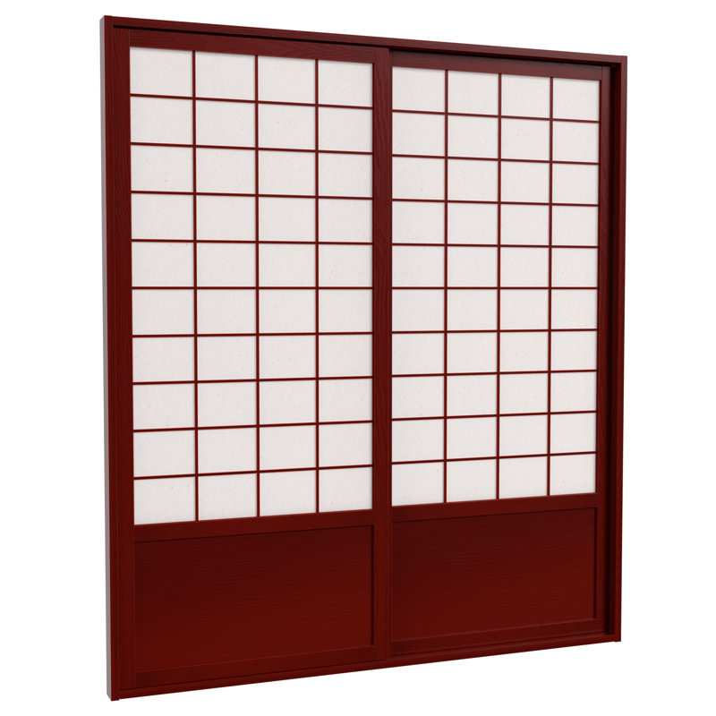 83" x 73.5" Single Sided Sliding Door Shoji Room Divider, Rosewood