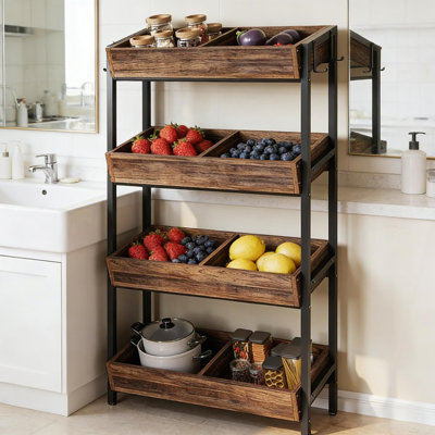 Stable Wood Storage Organizer,Fruit Vegetable Storage Rack Stand,Wine Rack Stand