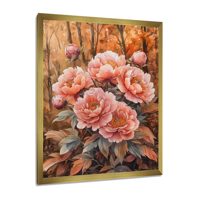 Branson - impressions murales florales, H 20 po x l 12 po, Reproduction encadrée d'une seule photo, Doré