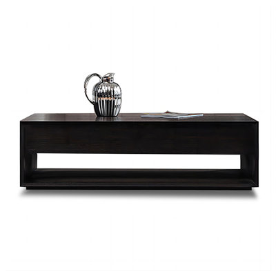 Black Solid + Manufactured Wood Rectangular Coffee Table