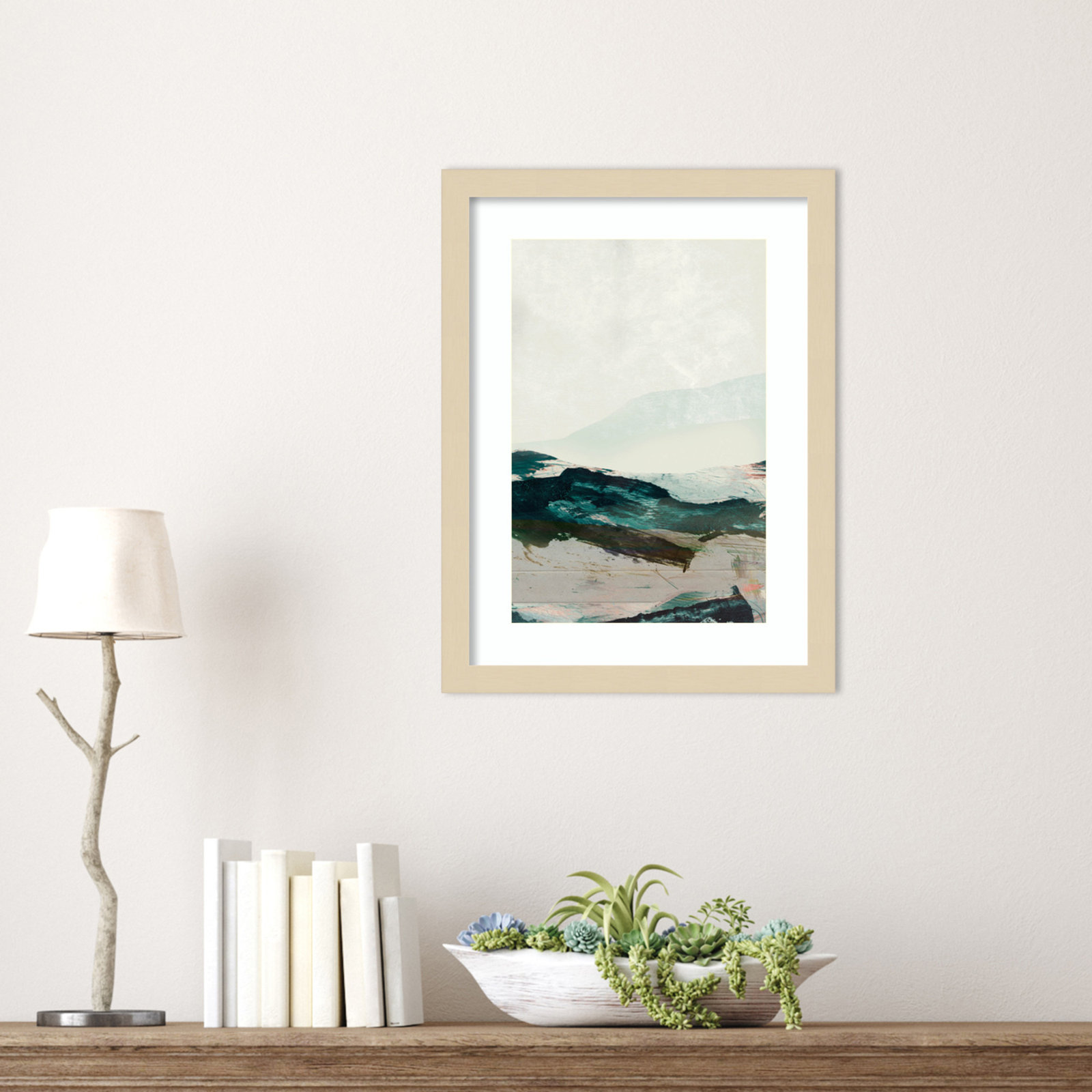 Cleve "Mountains No. 2" Print, Brown Framed, 17" H x 13" W