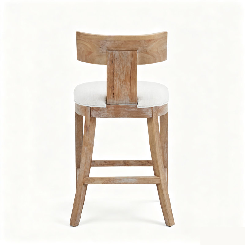 Ensemble de 2 tabourets de comptoir 26,5 po, tabourets de bar rembourrés à hauteur de comptoir avec dossier confortable, structure en bois d'hévéa massif, dossier, repose-pieds et tabourets de bar
