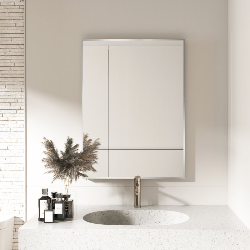 Miroir d'appoint Lesamuel, 22 po x 30 po, Nickel brossé, Rectangulaire