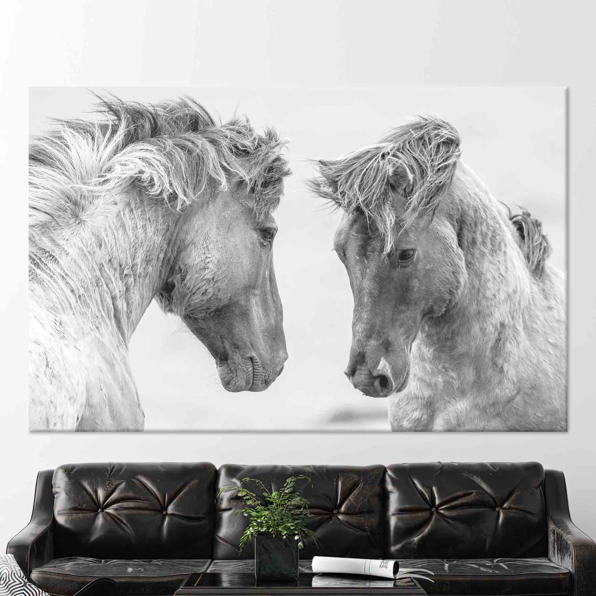 Gracie Oaks Personalized Farmhouse Art Canvas With Animal Print Depicting Two White Horses Perfect For Horse Lovers And As A Bridesmaid Gift C113640445