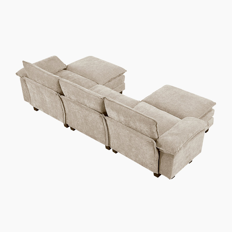 Canapé modulaire Snyder 120,5 po - Canapé modulaire modulaire en chenille avec fabrication en contreplaqué durable